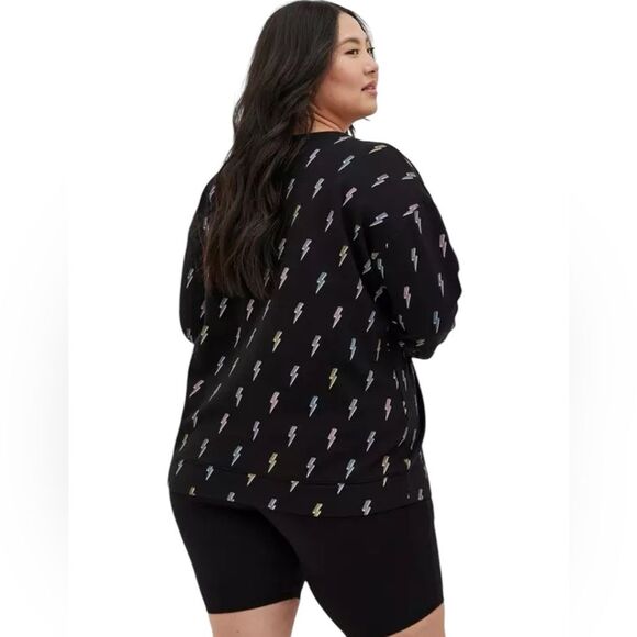 Torrid Sweatshirt Lightning Bolt Relaxed Super Soft Fleece Crew Neck Womens 1X - Picture 2 of 12
